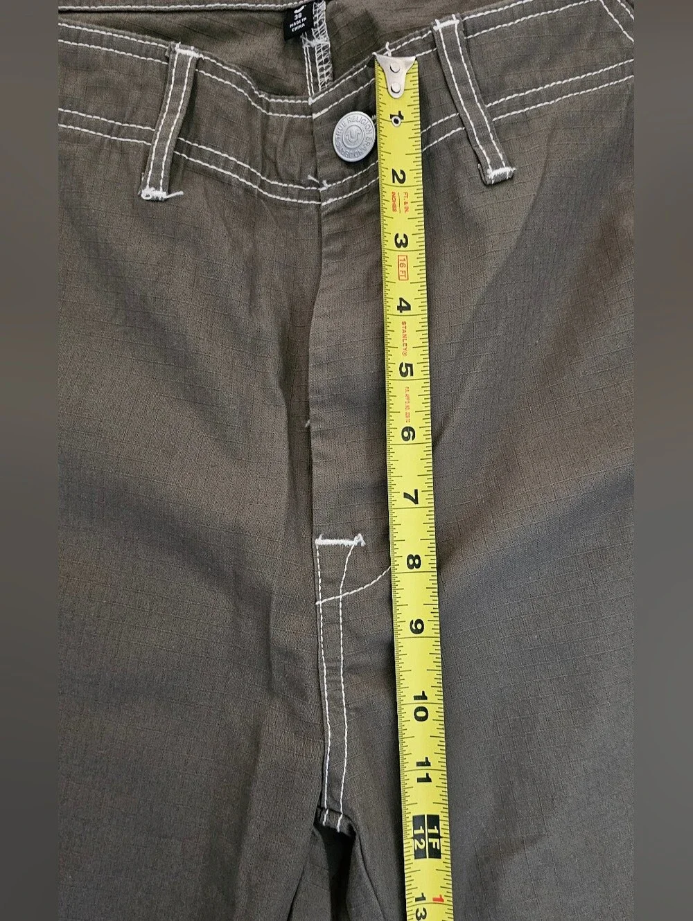 True Religion Ripstop Cargo Pants Kalamata Olive Green Size 38 NWT